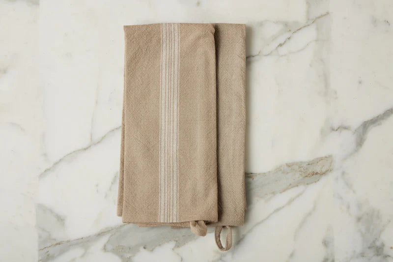 Tea Towel, Vintage White Stripe, set/2