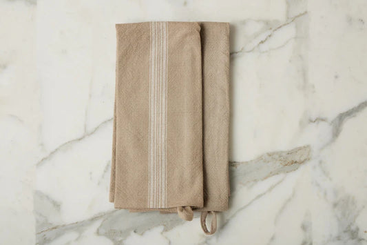 Tea Towel, Vintage White Stripe, set/2