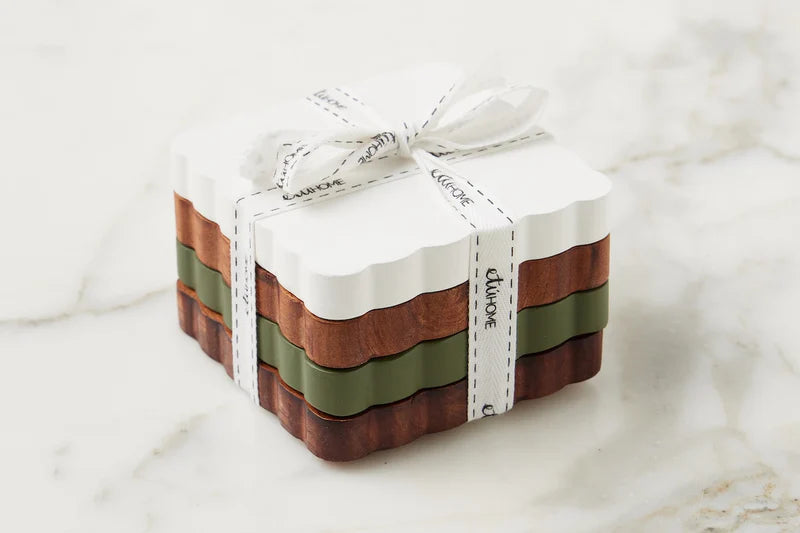 Scalloped Wood Coasters, set of 4