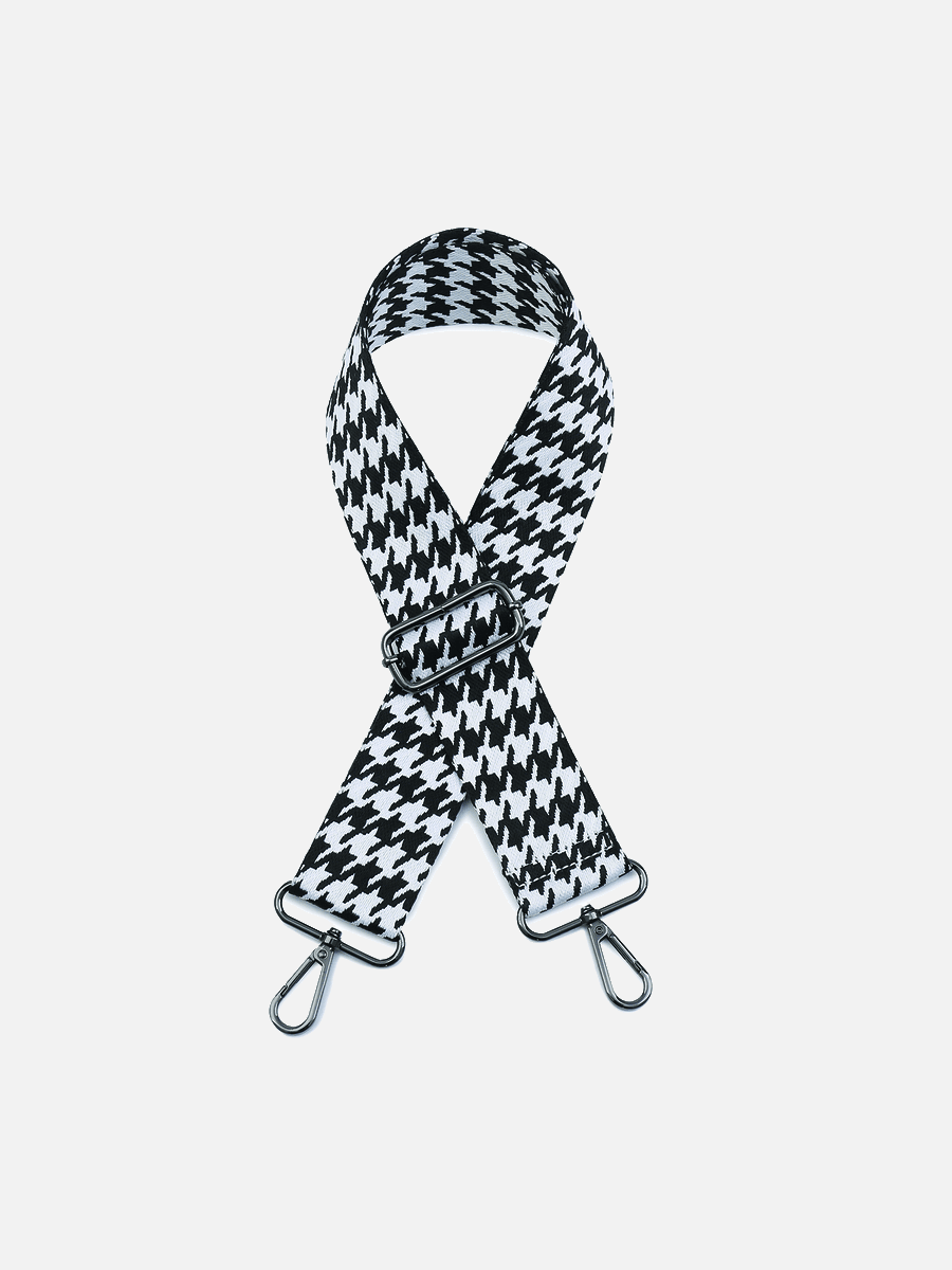 Black/White Houndstooth Bag Strap