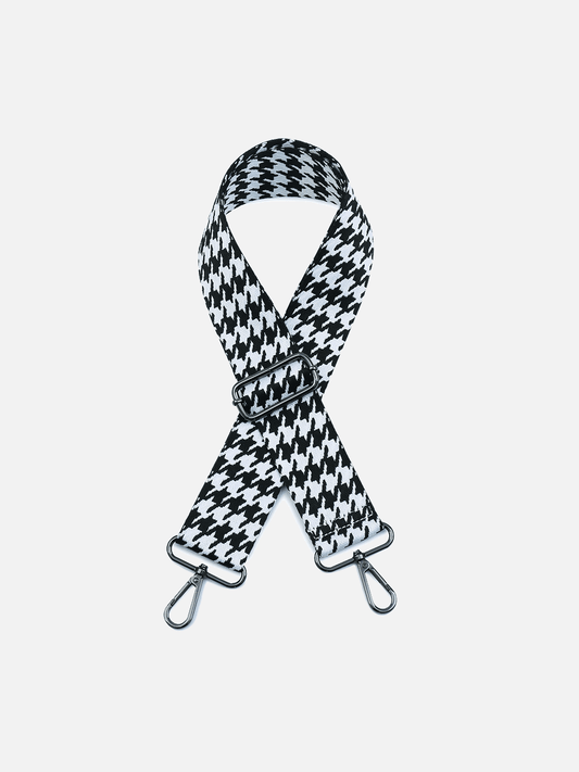 Black/White Houndstooth Bag Strap