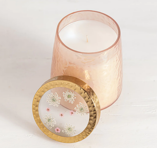 ROSE + OUD TALL WATERCOLOR PRESSED FLORAL CANDLE