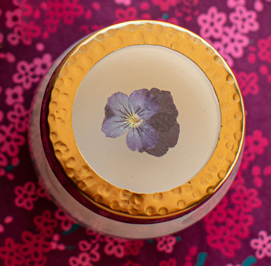 BLACK CURRANT & BAY SMALL PRESSED FLORAL CANDLE