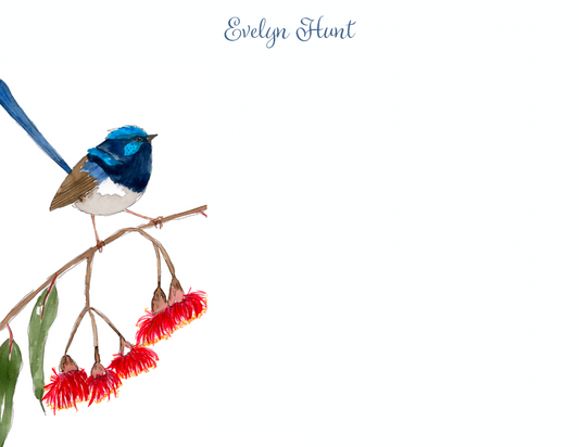 Fairy Wren & Gum Tree Personalized Notecards