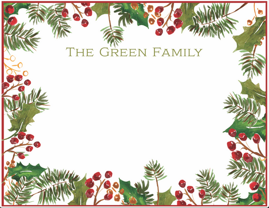 Christmas Greenery Personalized Notecards