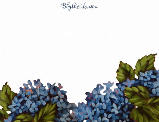 Blue Hydrangea Personalized Notecards