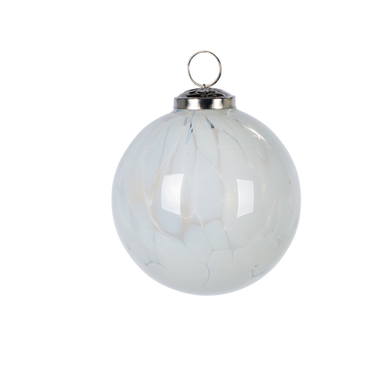 White Marble Finish Ornament - 4"