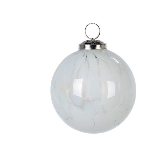 White Marble Finish Ornament - 4"