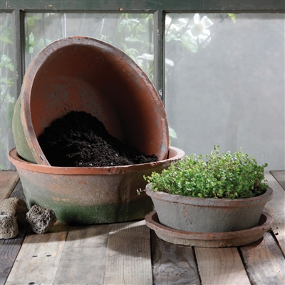 HomArt - Rustic Terra Cotta Bulb Pot - Sm - Antique Red