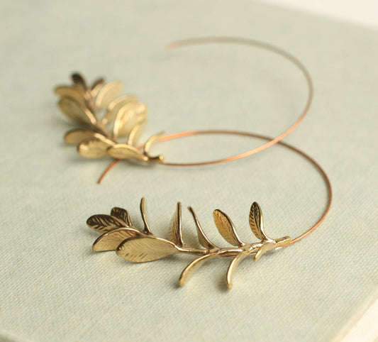 Silk Purse, Sow's Ear - Botanical Leaf Hoops: Gold / 5cm