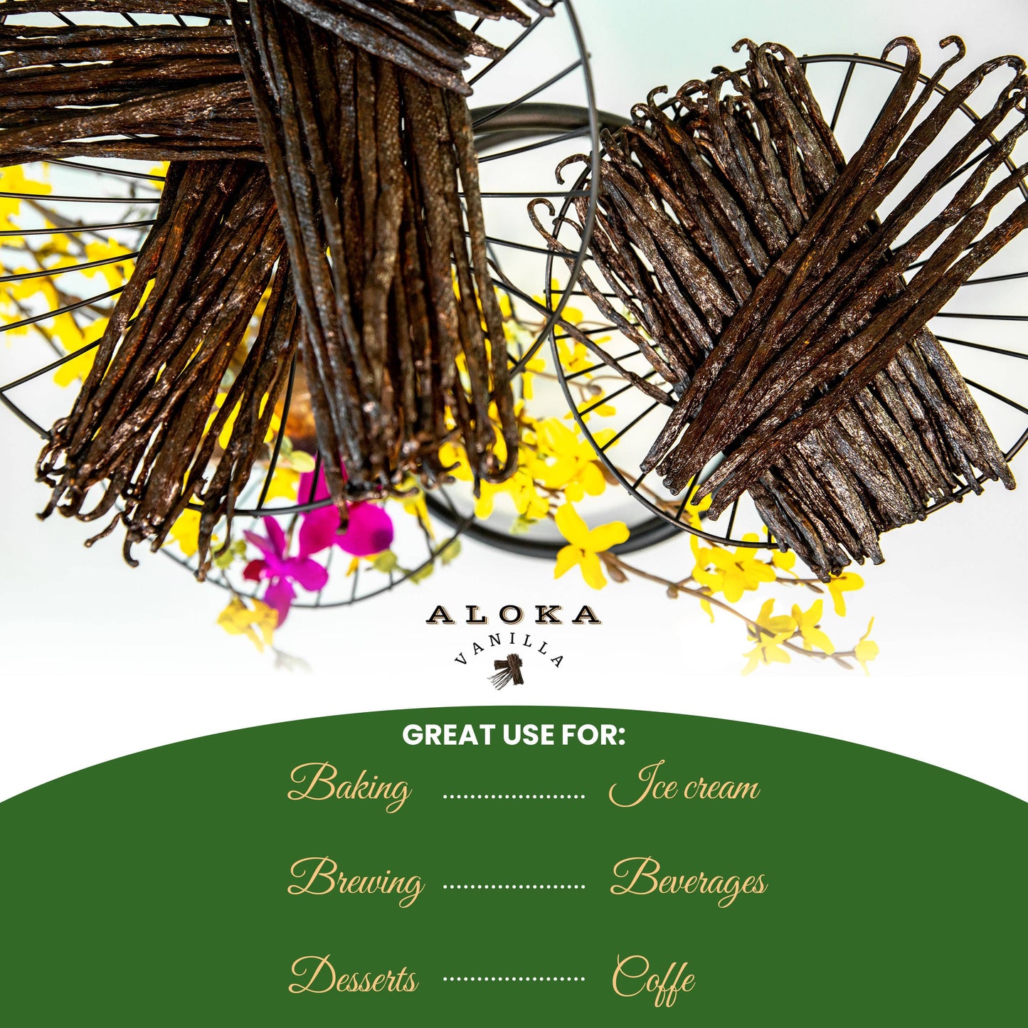 Aloka Vanilla LLC - 25 Organic Madagascar Vanilla Beans | Grade A Bourbon