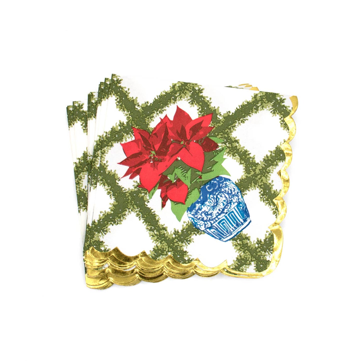 8 Oak Lane - Poinsettias Paper Beverage Napkin Packs