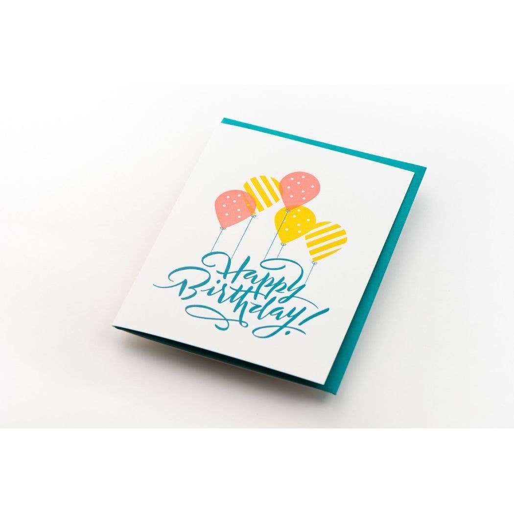 Birthday Balloons Calligraphy Card