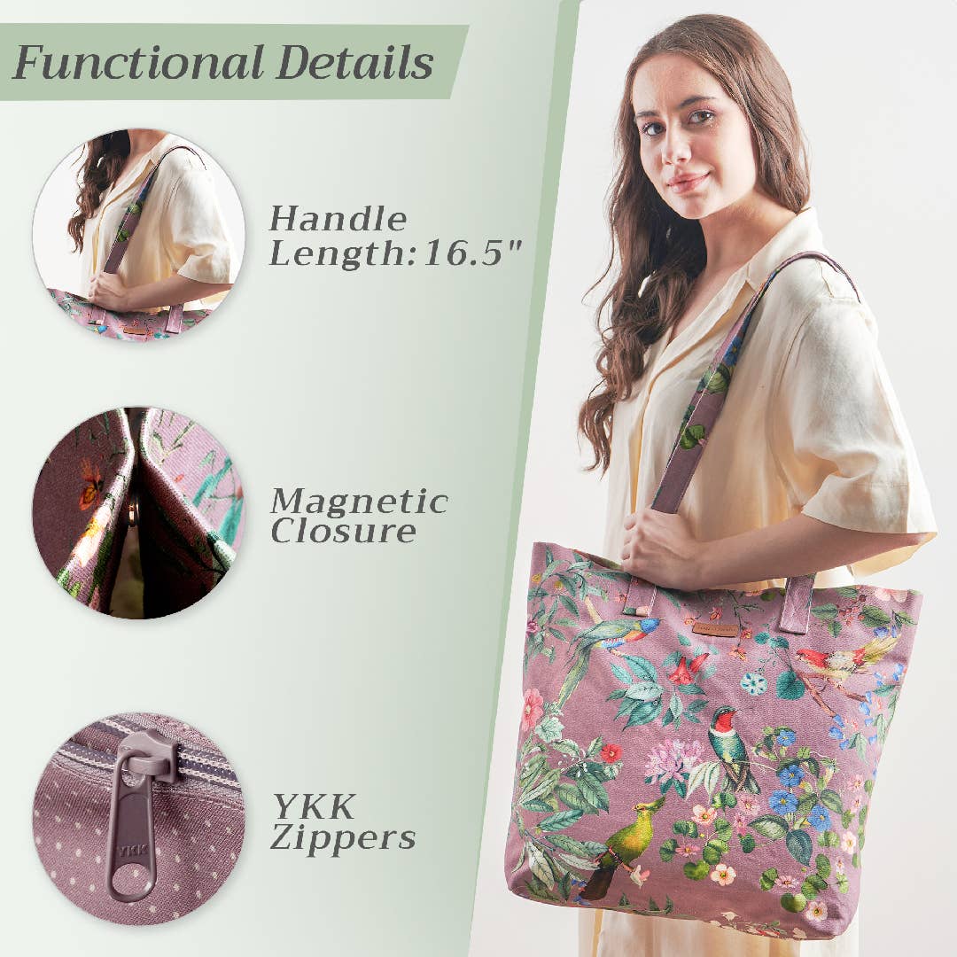 Maison d'Hermine - Design in Every Thread - Canvas Tote Bag 100% Cotton Eden - Violet - 17.7" x 14.5"