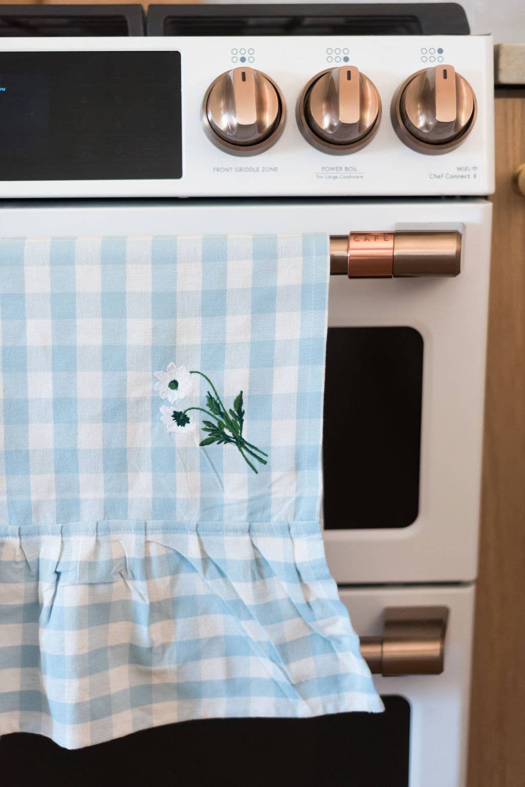 Galley and Fen - Blue Ruffled Gingham Dish Towel: blue