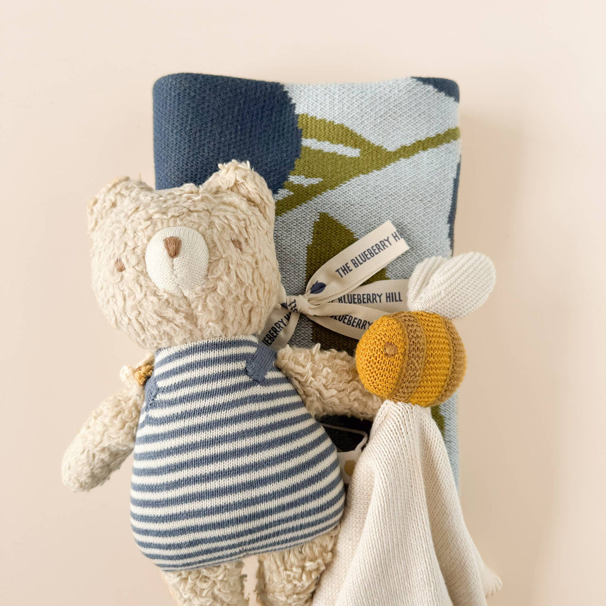 The Blueberry Hill - Lovey Bee Cream Baby Gift Blanket Toy Spring Cuddle Cloth