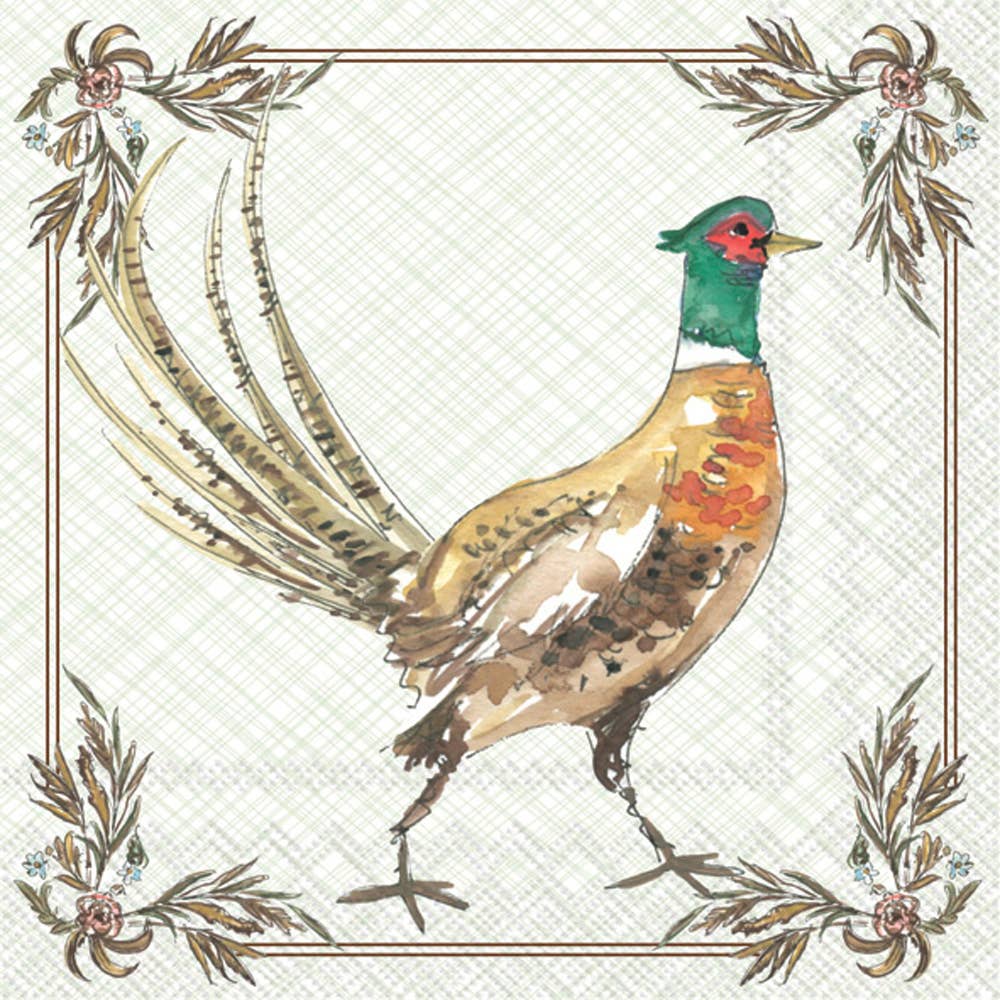 Boston International - Paper Cocktail Napkin 20 Ct Pheasant Fall Autumn