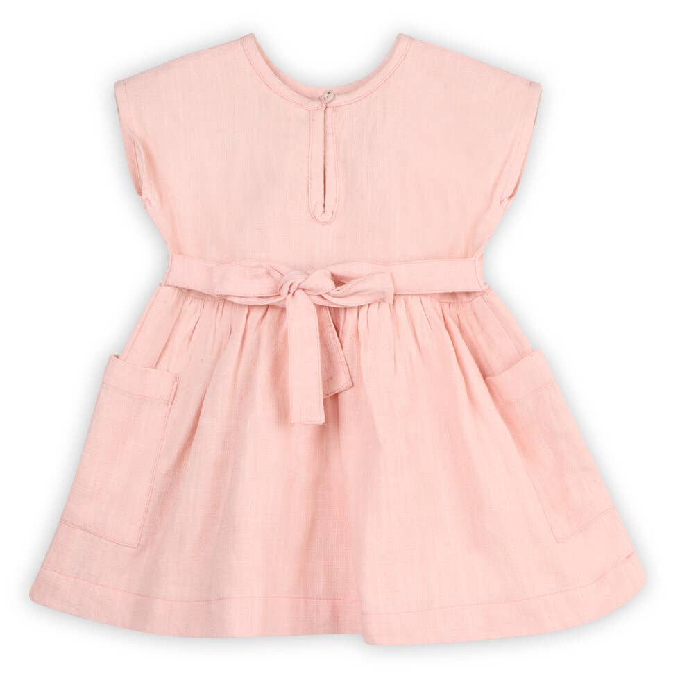 Viverano Organics - Alicia Embroidered Daisy Baby Dress + Bloomer (Linen Blend)