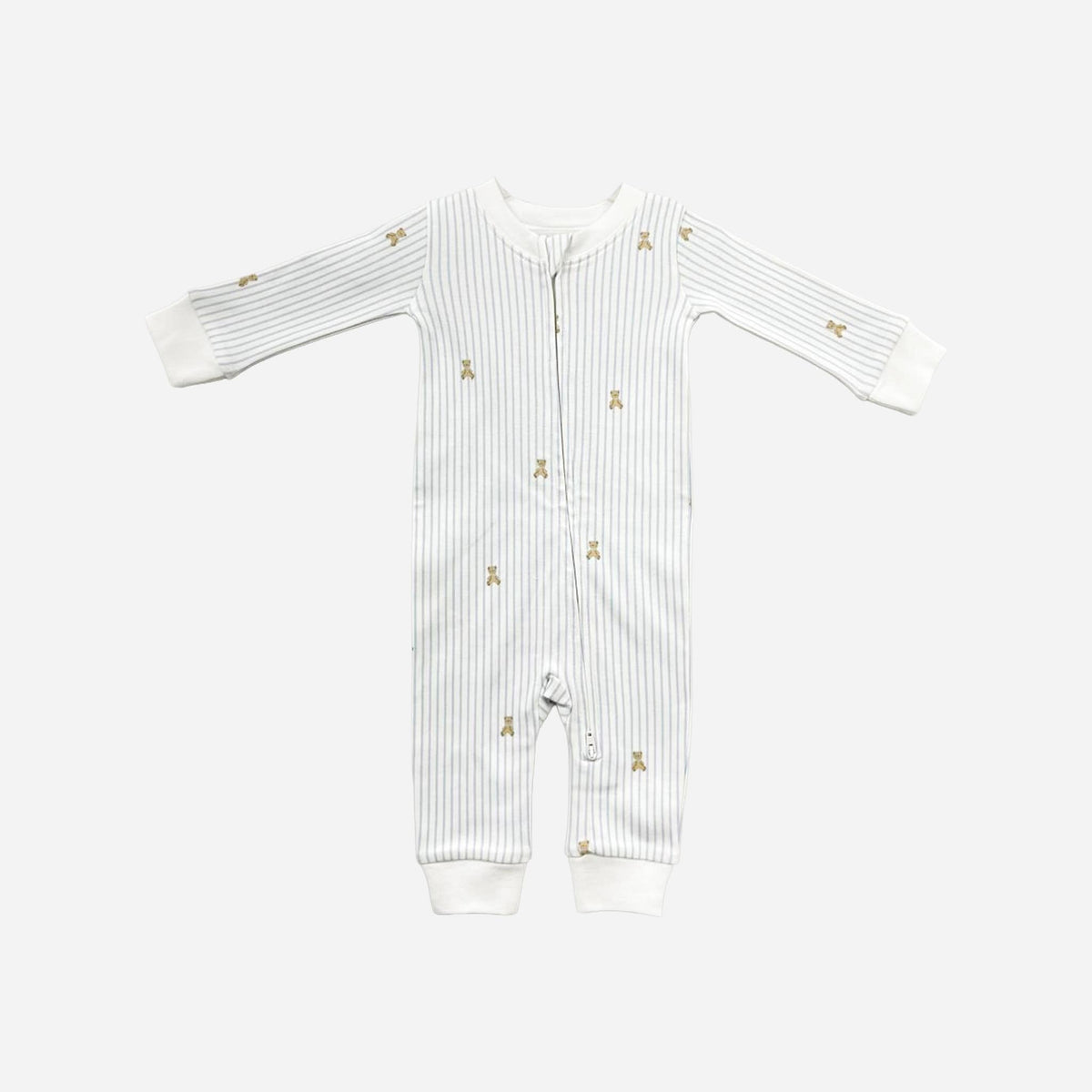 The Blueberry Hill - Knit Zipper Romper Teddy Bear Blue Baby Organic Newborn Gift
