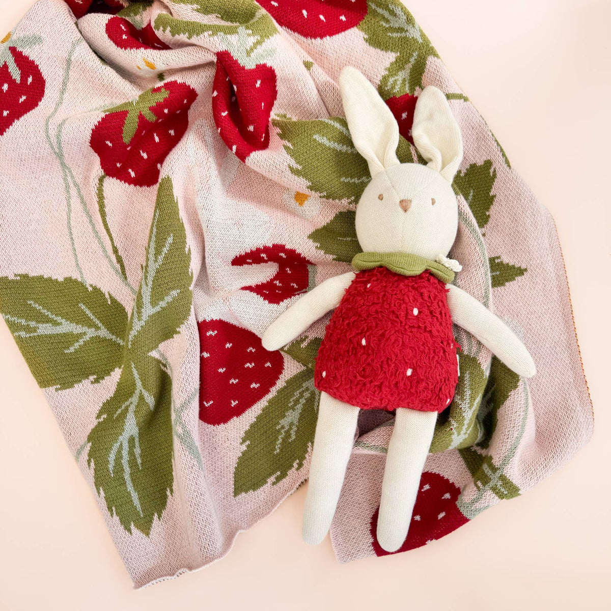 The Blueberry Hill - Blanket Strawberry Bunny Organic Baby Decor Summer Gift