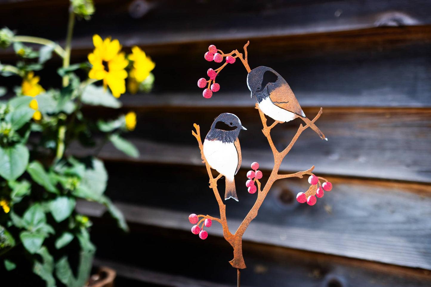 Elegant Garden Design - Chickadees & Berries Pick -Painted