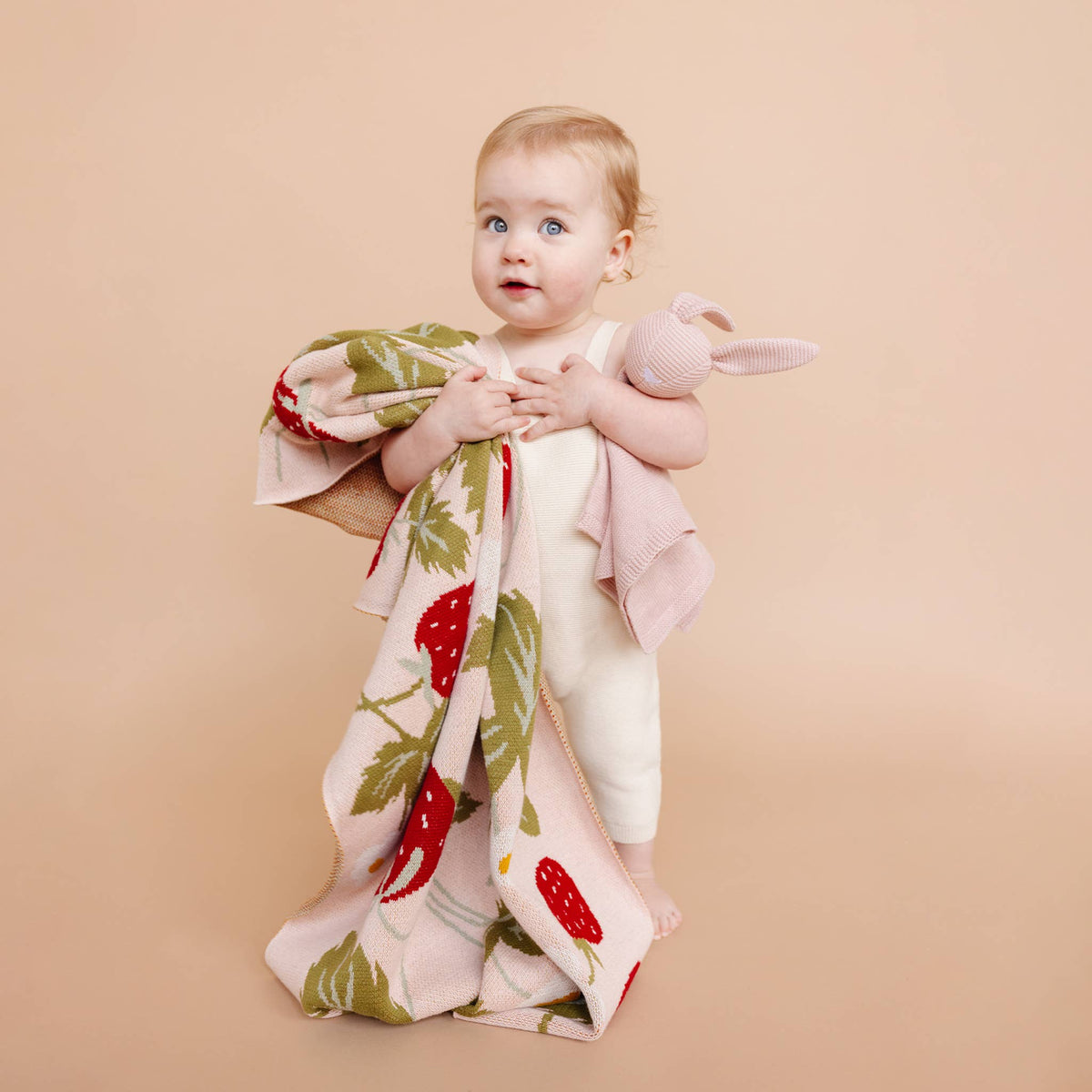 The Blueberry Hill - Blanket Strawberry Bunny Organic Baby Decor Summer Gift
