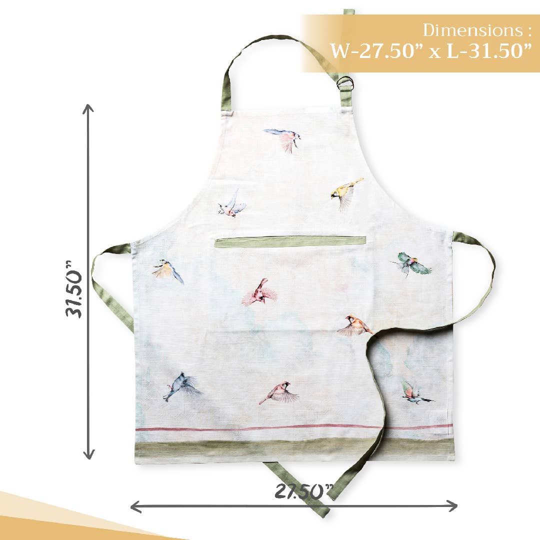 Maison d'Hermine - Design in Every Thread - Apron 100% Cotton - Spring/Summer - Flying Birds