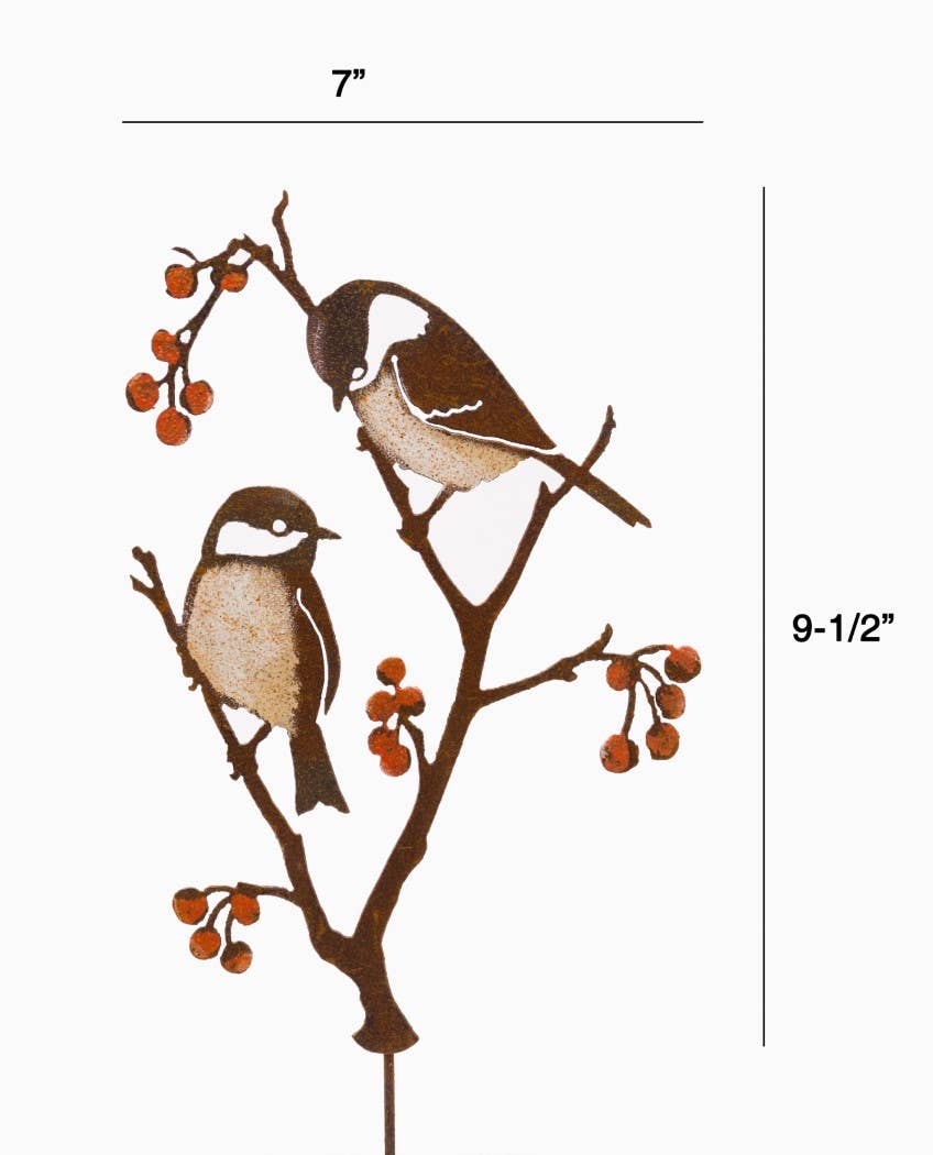 Elegant Garden Design - Chickadees & Berries Pick -Painted
