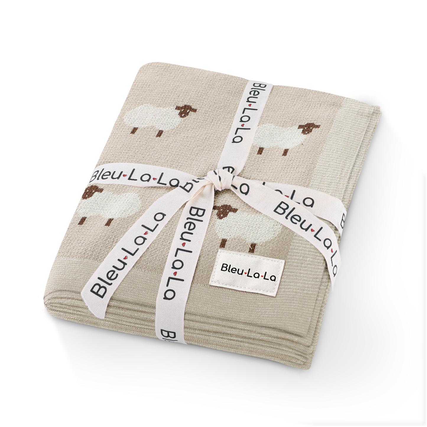 Bleu La La - 100% Luxury Cotton Swaddle Receiving Baby Blanket - Sheep: Taupe