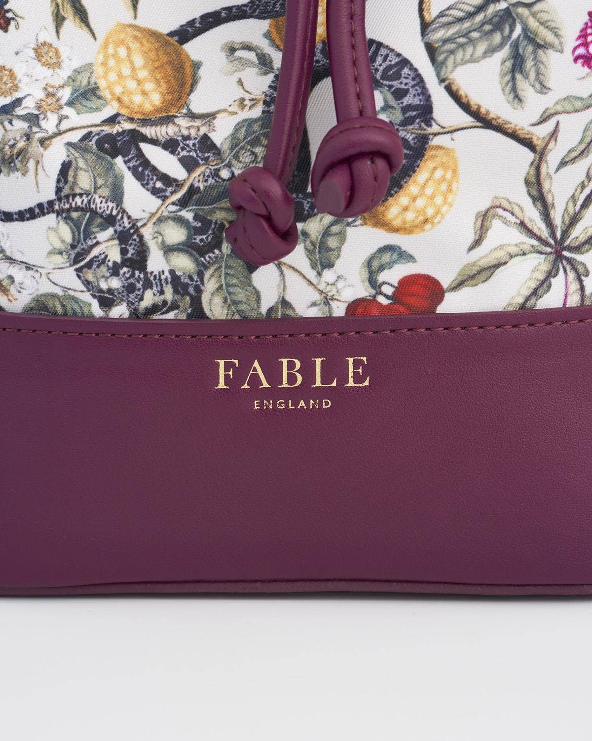 Fable England - FABLE Floral Engravings Plum Bucket Purse