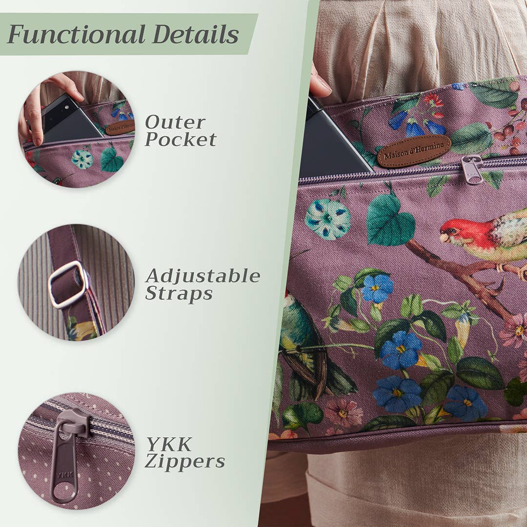 Maison d'Hermine - Design in Every Thread - Crossbody Bag 100% Cotton Sling Bag for Women - Eden -Violet