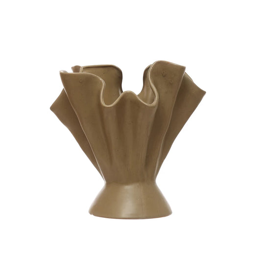 Stoneware Ruffled Vase