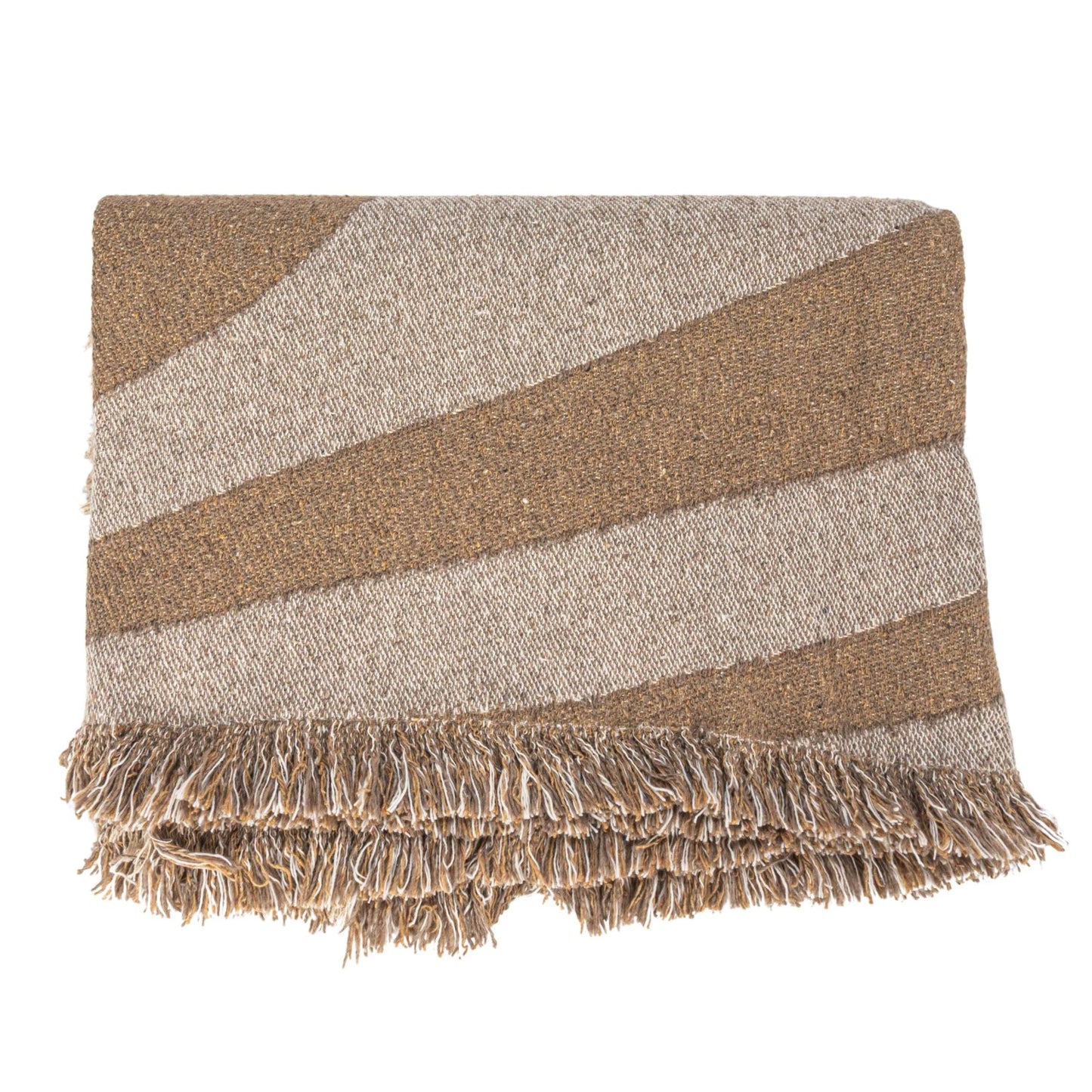 Woven  Cotton Blend Throw with Fringe