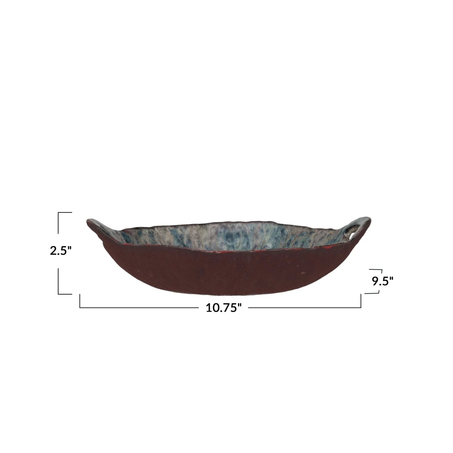 Stoneware Bowl w/ Handles, Reactive Glaze (Each One Will Vary)