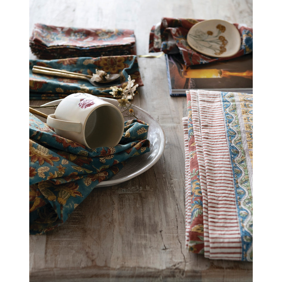 Cotton & Linen Napkins, Set of 4 Tied with Cotton Tape