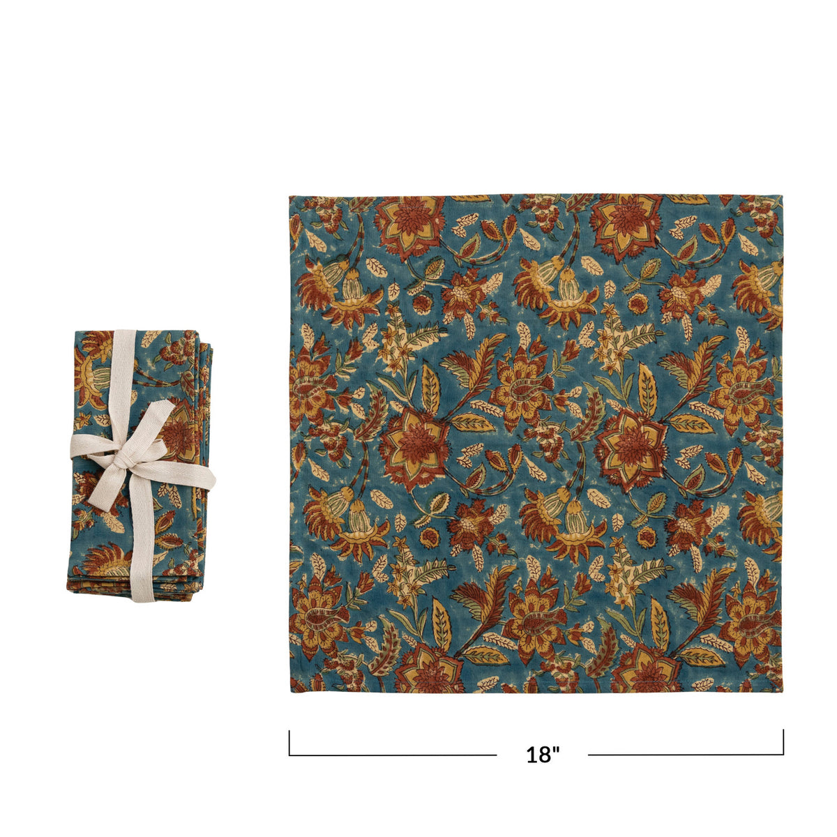 Cotton & Linen Napkins, Set of 4 Tied with Cotton Tape