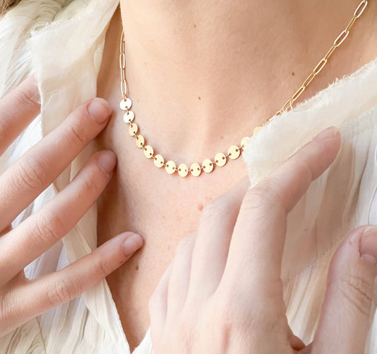 Nest Pretty Things - Adjustable Gold Sequin Disc Chain Necklace