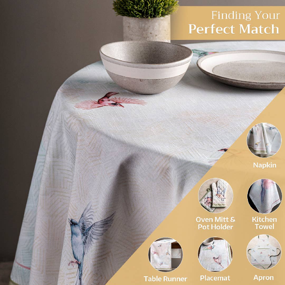 Maison d'Hermine - Design in Every Thread - Tablecloths 100% Cotton - 3 Shapes - Flying Birds