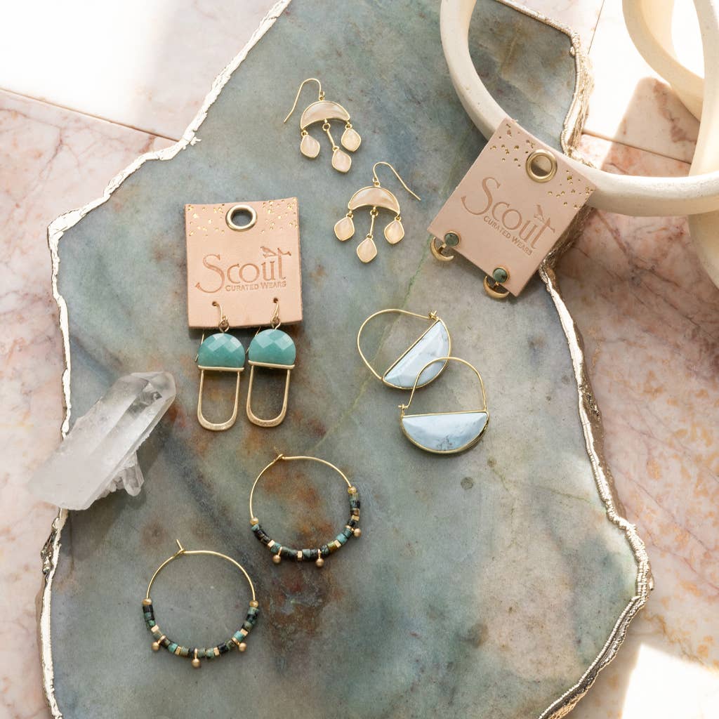 Scout Curated Wears - Stone Crescent Drop Earring - Labradorite/Gold