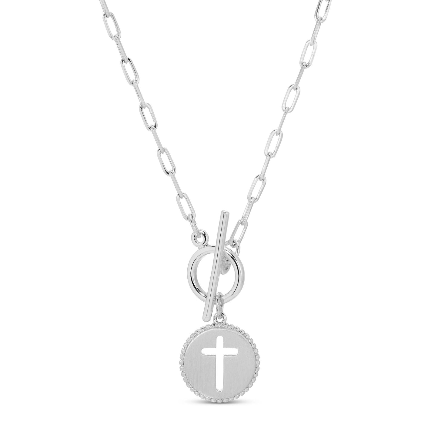 Splendid Iris - Cross Paperclip Toggle Necklace