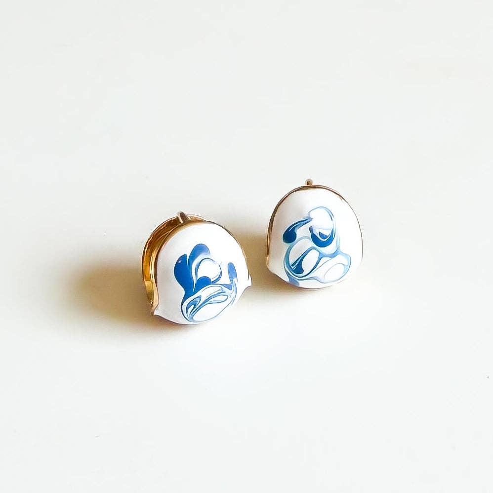 Natalie Clare Collections - Blue and Porcelain Hoop Earrings