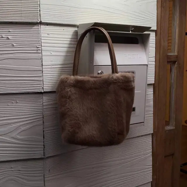 Small Fur Tote - Coffee (Faux Fur)