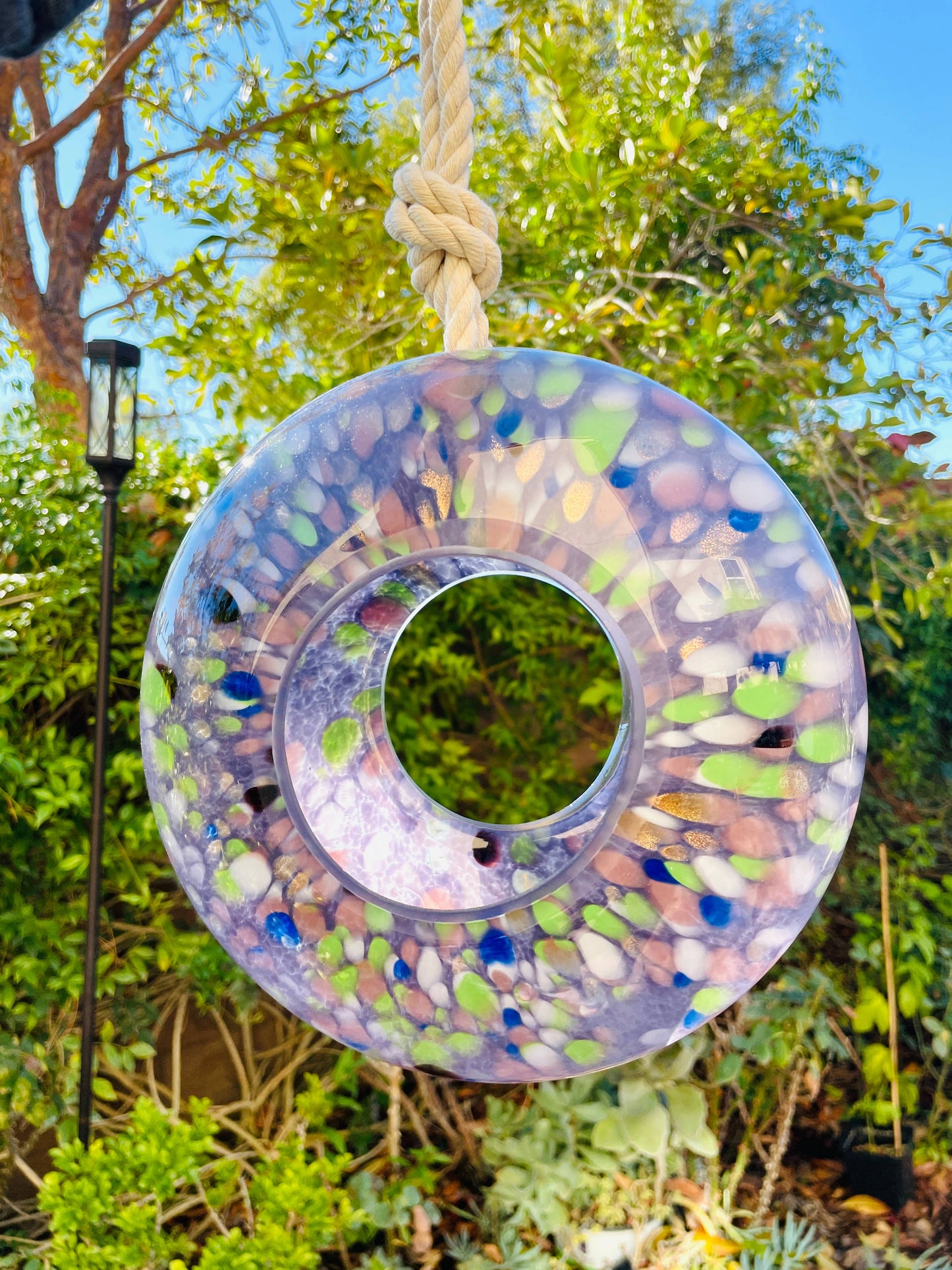 Handcrafted Artisanal Glass Bird Feeder