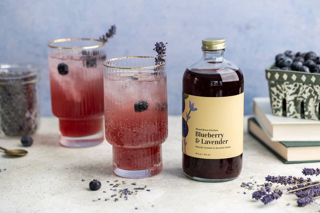 Wood Stove Kitchen - Blueberry and Lavender Cocktail Mixer and Mocktail Mixer, 16 fl oz
