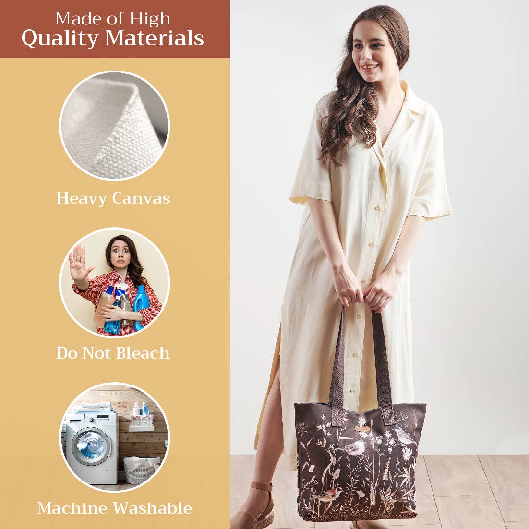 Maison d'Hermine - Design in Every Thread - Canvas Tote Bag 100% Cotton Meadow Florals - 17.7" x 14.5"