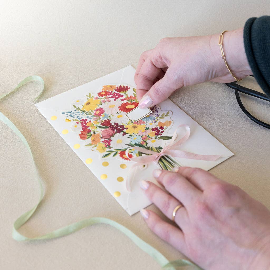 The First Snow - A Flower Bouquet Die Cut Versatile Greeting Card