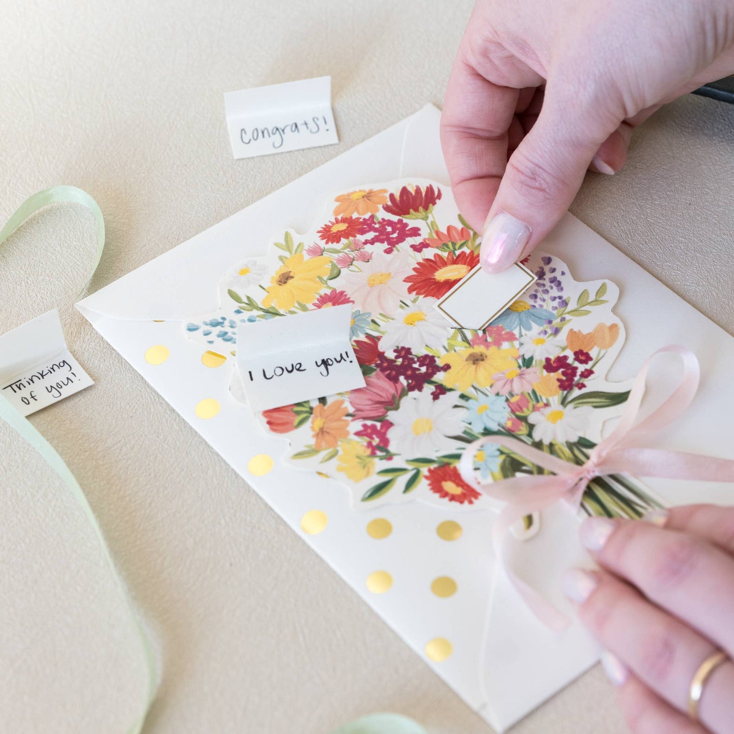 The First Snow - A Flower Bouquet Die Cut Versatile Greeting Card