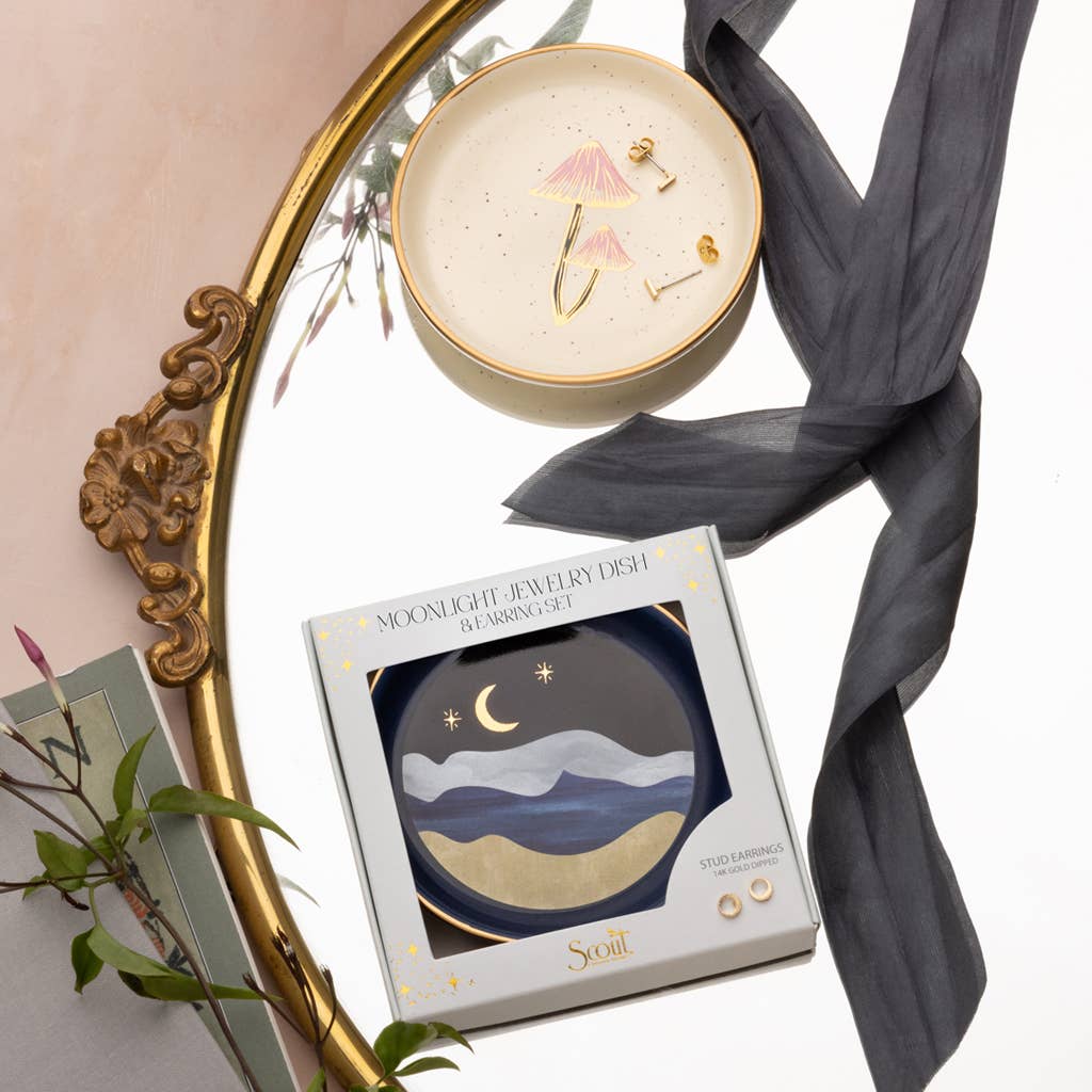 Scout Curated Wears - Jewelry Dish & Stud Earring Set - Hummingbird/Lavender