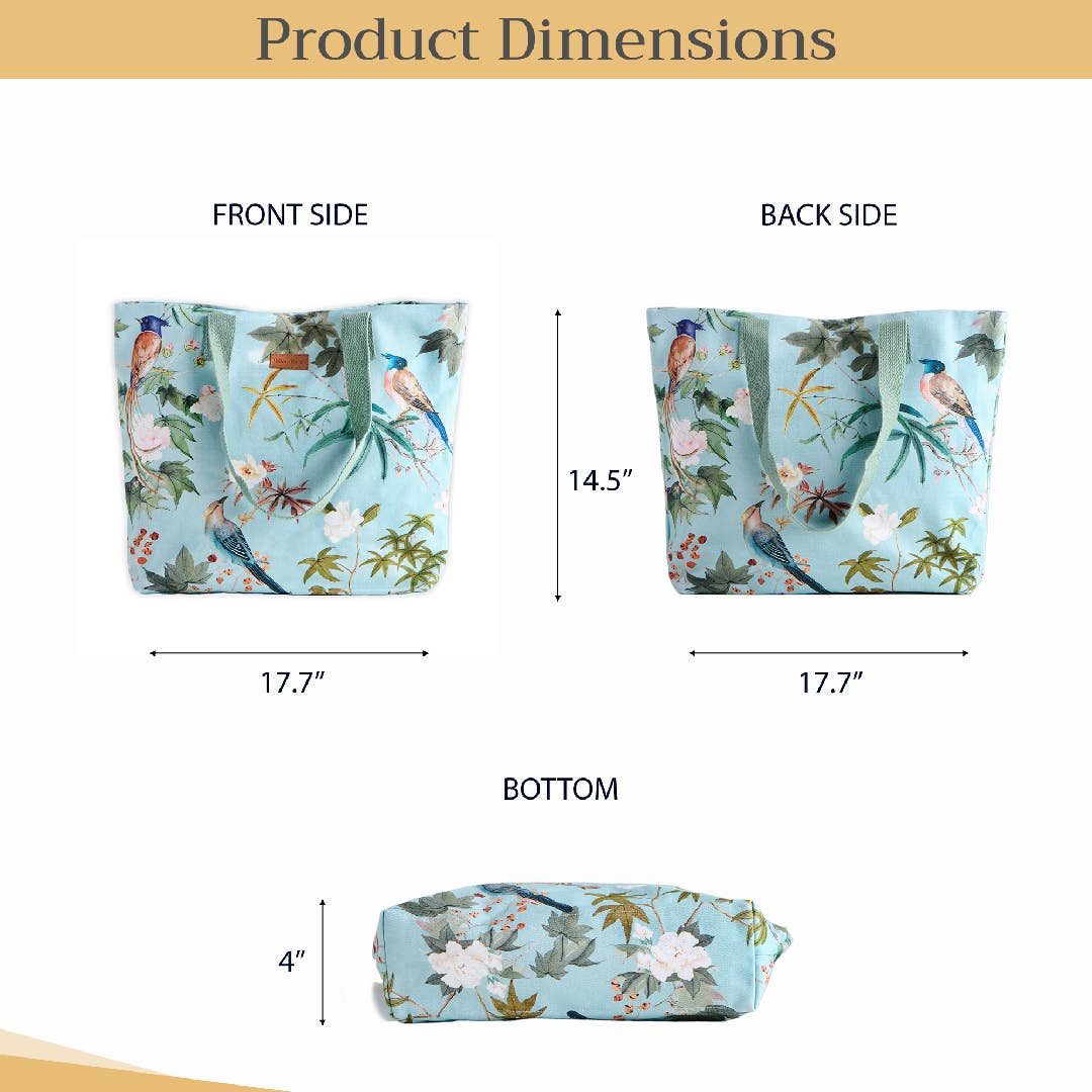 Maison d'Hermine - Design in Every Thread - Canvas Tote Bag 100% Cotton Hokuzai - Green - 17.7" x 14.5"