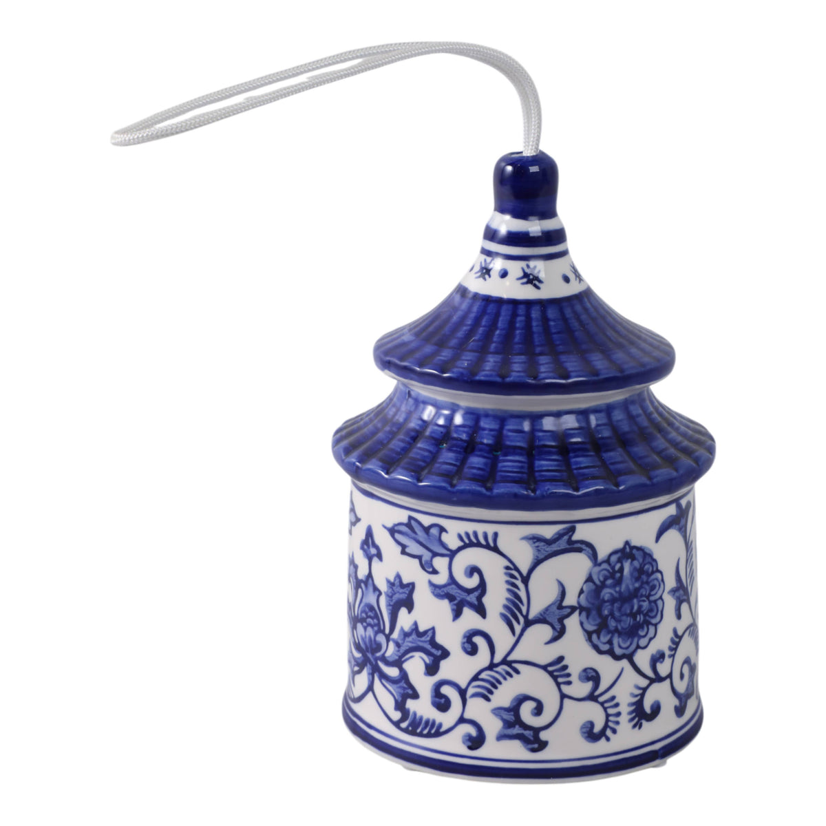 Sagebrook Home - Bird House - White/Blue Ceramic Chinoiserie, 8 in.